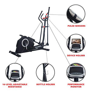 Sunny Health & Fitness Programmable Cardio Elliptical Trainer - SF-E3890, Black