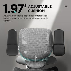 Hbada E3 Pro Ergonomic Office Chair with Dynamic Lumbar Support, 4D Adjustable Headrest, 6D Armrests, Swivel Big and Tall Computer Chair - Grey