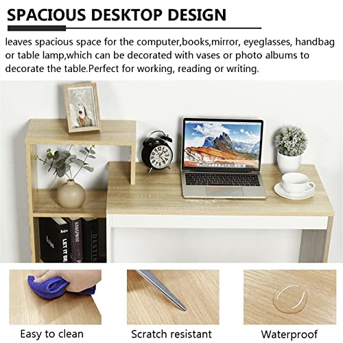 BinOxy Computer Desk 110cm with 4 Layer Storage Shelf - Modern Home Office Furniture