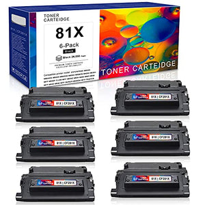 [6 Pack,Black] 81X | CF281X High Yield Compatible Toner Cartridge Replacement for HP Enterprise M604n M604dn M606x Flow MFP M630z M606 Series M630 MFP Managed M605 MFP M630 Series M630dn MFP Printer