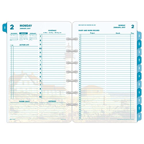 Day-Timer Daily Planner Refill 2017, Two Page Per Day, Loose Leaf, 5-7/16 x 8-1/2", Desk Size, Coastlines (13180)