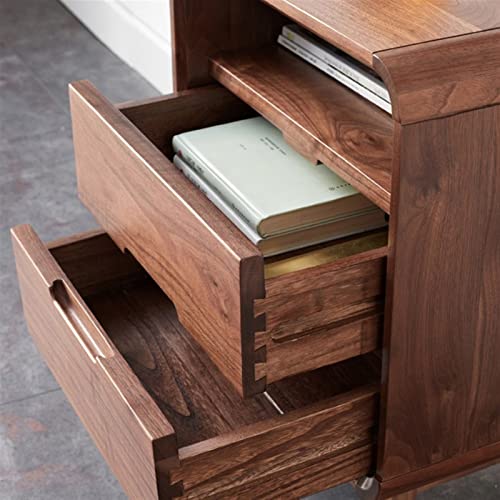 BinOxy Wooden Bedside Table Black Walnut Night Stand Storage Cabinet