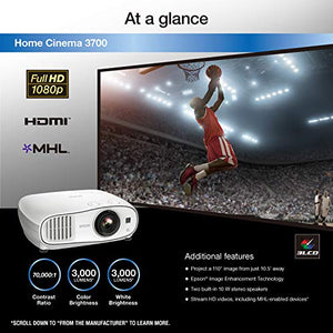 Epson Home Cinema 3700 1080p 3LCD Home Theater Projector