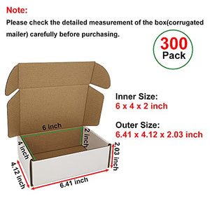 CH-BOX 300 Pack 6x4x2‘’(Inner Size) Corrugated Mailers, Cardboard Small Shipping Boxes, Oyster White (CM642-300)