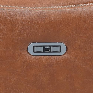 Daesar Contemporary Style Motion Set Red Brown Top Grain Leather with Power Headrest and Footrest, USB Charging - Fashion Forward Colors