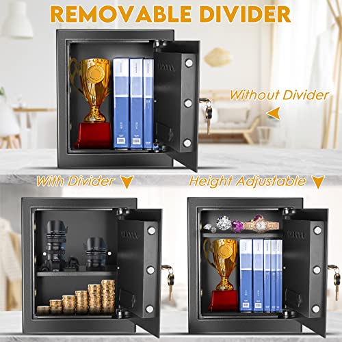 1.7 Cub Medium Home Safes Fireproof Waterproof - Digital Security Box with Dual Safety Key and Combination Lock for Money Gun Cash Jewelry