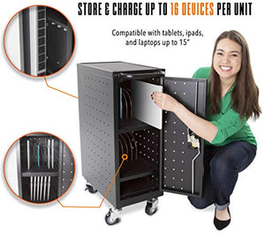 Stand Steady Line Leader 4 Pack Compact Mobile Charging Cart - Charge and Store 16 Devices