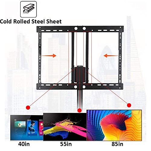 YokIma Swivel TV Floor Stand for 70-120" TVs, Black Stainless Steel Cabinets, Height Adjustable - Max Vesa 1200x600mm