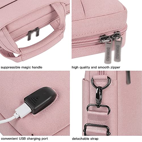 SSMDYLYM Waterproof Laptop Bag Carrying Bag Shoulder Bag Briefcase with USB Charging Port Notebook (Color : Pink, Size : 17-inch)