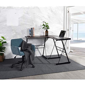 Yyl L Shaped Corner Desk 165 110cm Industrial Style Computer Gaming Desk Table Home Office MDF Workstation,Walnut (Color : Walnut-1)