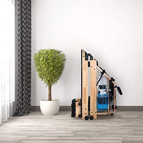 LUCYKERMORE Oak Wood Water Rowing Machine for Home Use with Adjustable Pedal Exercise Equipment for Whole Body Cardio Training, 330 lbs