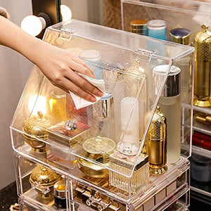 BinOxy Large Capacity Transparent Makeup Organizer with Lid