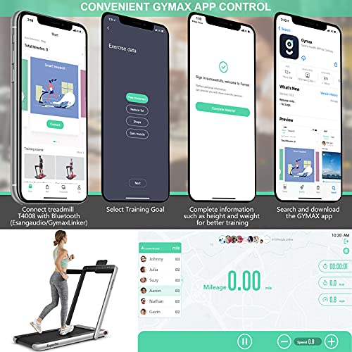 Goplus 2 in 1 Folding Treadmill, 2.25HP Under Desk Electric Treadmill, Installation-Free, with Dual Display, Bluetooth Speaker, Remote Control, APP Control, Walking Jogging Machine for Home/Office Use