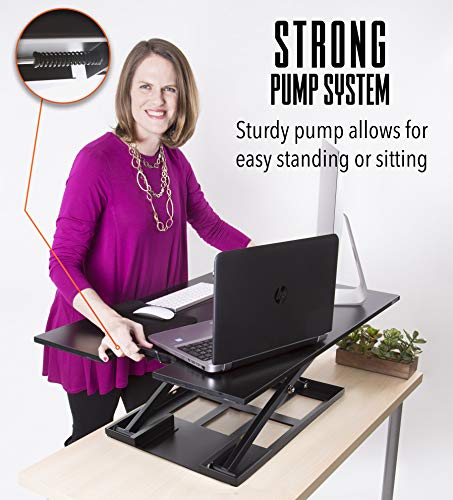 X-Elite Pro XL Standing Desk Converter | Instantly Convert Any Surface to a Stand up Desk | Extra Large Sit to Stand Desk Converter | Easily Fits 2 Monitors (36 inches | Black)