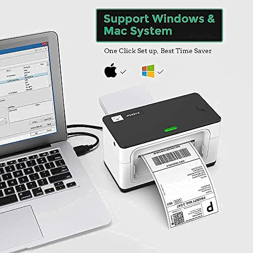 MUNBYN Thermal Label Printer, with Pack of 500 4x6 Roll Labels,High Speed Direct USB Thermal Barcode 4×6 Shipping Label Printer Marker