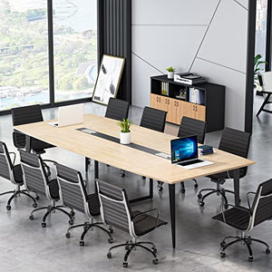 Tribesigns 8FT Large Boat Shaped Conference Table with Cable Grommets