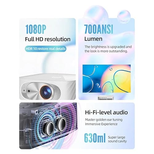 BAILAI Home Projector 700ANSI Lumens 1080P Portable Home Theater - Black, As Shown Size