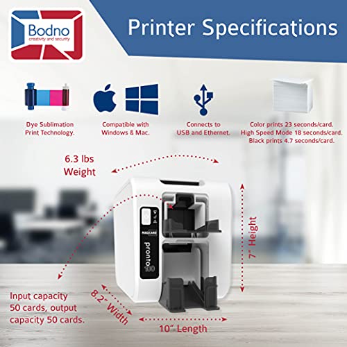 Magicard Pronto 100 ID Card Printer & Complete Supplies Package with Bodno ID Software - Bronze Edition