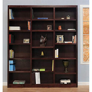 Bowery Hill Traditional 84" Tall 18-Shelf Triple Wide Wood Bookcase Storage in Cherry
