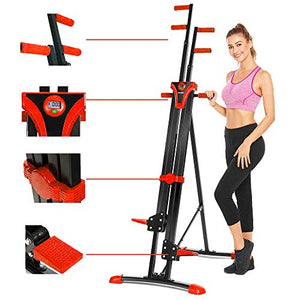 Aceshin Vertical Climber Machine, Home Gym Exercise Folding Climbing Machine,Indoor Vertical Climbing Exercise Machine, Fitness Stepper for Whole Body Cardio Workout Training (Red)