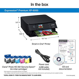 Epson Expression Premium XP-6000 Wireless Color Photo Printer with Scanner & Copier, Amazon Dash Replenishment Ready