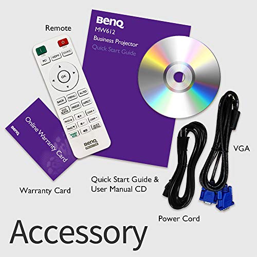 BenQ MW612 WXGA Business Projector | 4000 Lumens | 20,000:1 Contrast Ratio | Dual HDMI