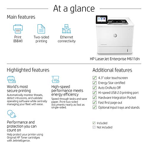 HP LaserJet Enterprise M611dn Monochrome Duplex Printer (7PS84A)