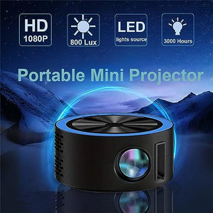 Byikun Portable 1080P Full HD Outdoor Movie Projector with USB HDMI Interface & Remote Control