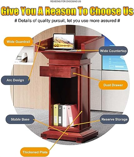 SMuCkS Lectern Podium with Spacious Drawer for Churches, Offices, Schools, and Events