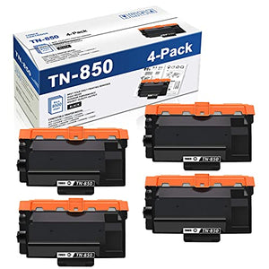 4 Pack Black TN-850 High Yield Toner Compatible TN850 Toner Cartridge Replacement for Brother DCP-L5600DN L5650DN L5500DN MFC-L6750DW HL-L6200DW/DWT L6700DW L5100DN Printer