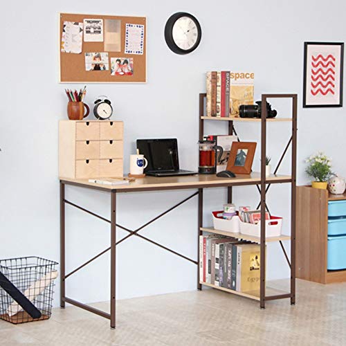 Computer Desk, Study Desk with Bookshelves, Sturdy Small Laptop Desk, Wood Home Office Desk, for Home Office Workstation, Working, Study, Writing