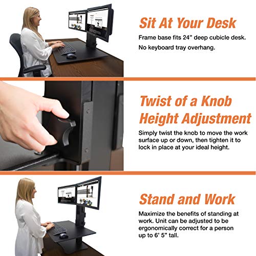 Victor DC350 High Rise Collection Dual Monitor Sit-Stand Standing Desk Converter, 28" by 23" by 15.5", Black