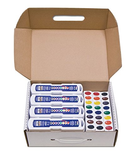 PRANG Oval-8 Pan Watercolor Paint Set Master Pack with Brush, Includes 12 Refill Trays, 24 Count (08020)