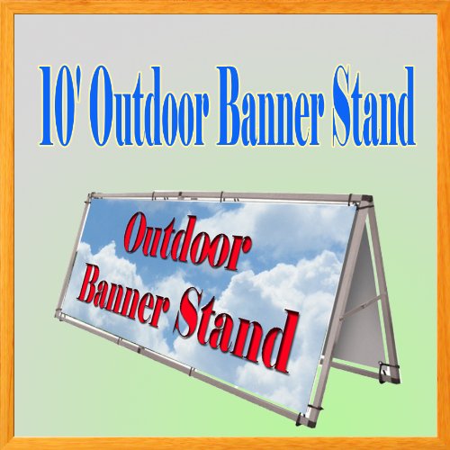 DSM Brand ~10'x4' Aluminum Monsoon Outdoor A Frame Banner Double Display Stand Portable Lightweight Soccer Church Event