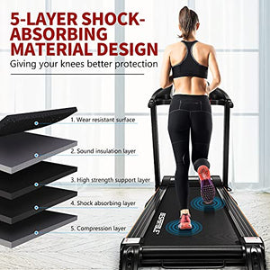 BESPORTBLE Folding Treadmill, Smart Electric Treadmill for Home 3.25HP Walking & Running Machine 12 Programs 0.8-14.8km/h with LCD Display, Cup Holder, Safety Key, Delivery for 3-5 Days