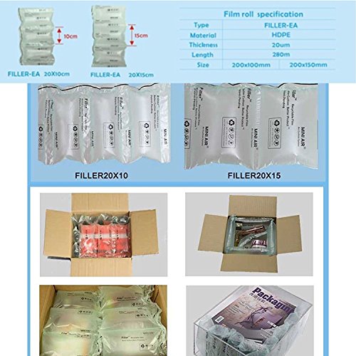 Superland Mini Air Easi Air Cushion Wrap Machine 10Ft/Min Air Pillow Cushion Bubble Wrap Maker Machine with A Small Free Film Roll and A Big Roll of Air Cushion Bag Film (Style 2)