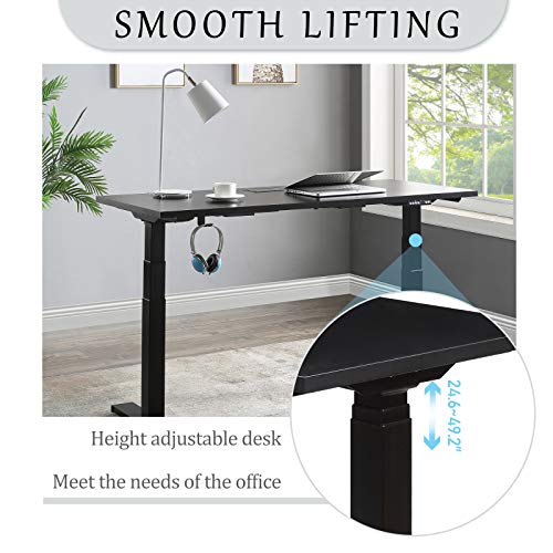 Mrs Bad Home Office Desk Workstation,59 x 23.6 x 9.2 inches,Electric Lift System Computer Desk,PC Desk,Desk for Gaming,Gaming Table (Black)