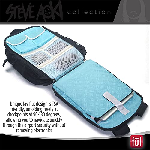 FUL Steve Aoki 19 Inch Laptop Backpack, Padded Computer Bag for Commute or Travel, Black, One Size