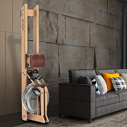 Mr. right Water Rowing Machine for Home Use,Oak Wood Water Rower with Bluetooth LCD Monitor, Indoor Gyms Training Sports Exercise Equipment Fitness