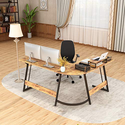 CubiCubi Modern L-Shaped Desk Computer Corner Desk, 59.1" Home Office Writing Study Workstation with Small Table, Space Saving, Easy to Assemble