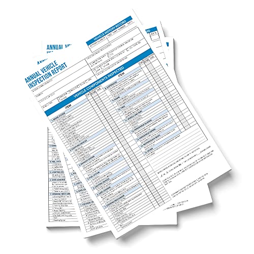GotSafety - White Interior Inspection Label (5"x4"), with 3-Ply Carbonless- Annual Vehicle Inspection Report Form – X-Large Pack of 100 - Meet DOT Requirements 49 CFR 396 Vehicle Inspection