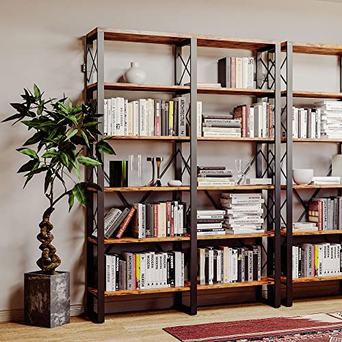 IRONCK Double Wide 6-Tier Industrial Bookshelf 76" H, Open Large Bookcase