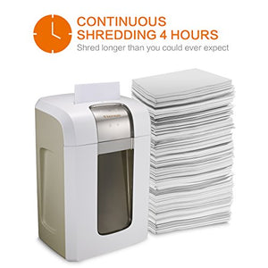 Bonsaii Paper Shredder, 240 Minutes Continuous Shredding, 10-Sheet Micro Cut (25/64 inches) with 7.9 Gallons Wasterbasket, White (4S30)