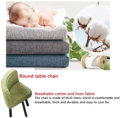 SKUAI Small Office Conference Coffee Table Chair Set, 1 Table 4 Chairs Cotton Linen Cloth Chair 90cm Round Table Wooden - Khaki