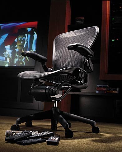 Aeron(R) Chair Highly Adjustable Model with Graphite Frame Classic Lead with Lumbar Support Size B