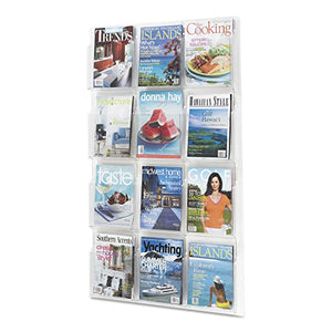 Safco Clear Literature Display 12 Compartments 30" x 2" x 49" - 5602CL