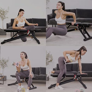 DHT Foldable Weight Bench, Adjustable Strength Training Bench for Full Body, Workout Fast Folding Bench for Home, Gym