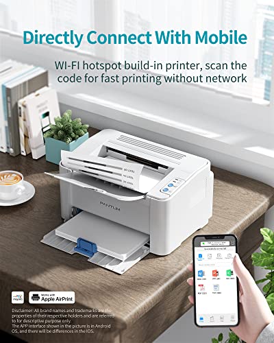 Wireless Small Laser Printer Black and White Monochrome Laser Printer for Home Use with Mobile Printing and School Student, Pantum P2502W with PB-211 Toner