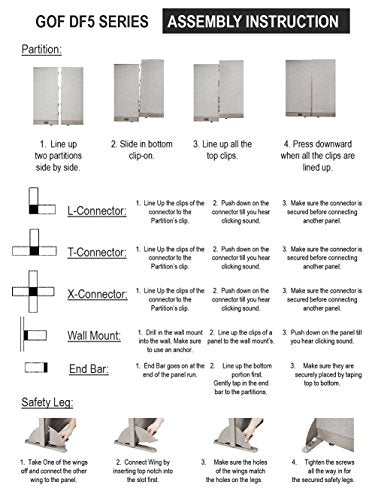 GOF Freestanding L Shaped Office Partition - Large Fabric Room Divider Panel, 36" D x 66" W x 72" H