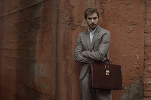 Leather Briefcase Doctor Attache Lawyer Bag Large Handmade Brown Time Resistance